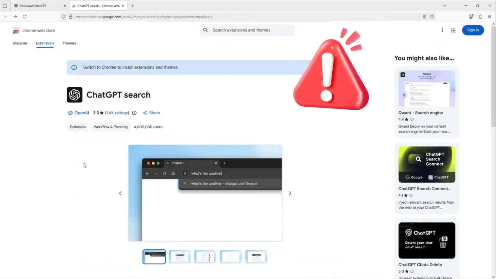 スポンサー検索広告を悪用した偽ChatGPTダウンロードサイト、ユーザー